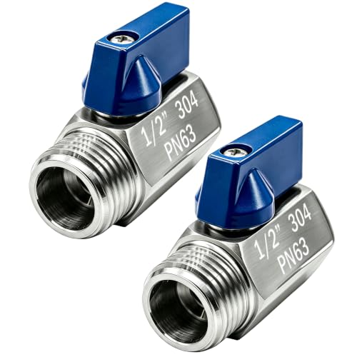 Image of Beduan 1 /2 NPT Mini Ball Valve 304 Stainless Steel Female x Male NPT Thread Shut-Off Valve(Pack of 2)
