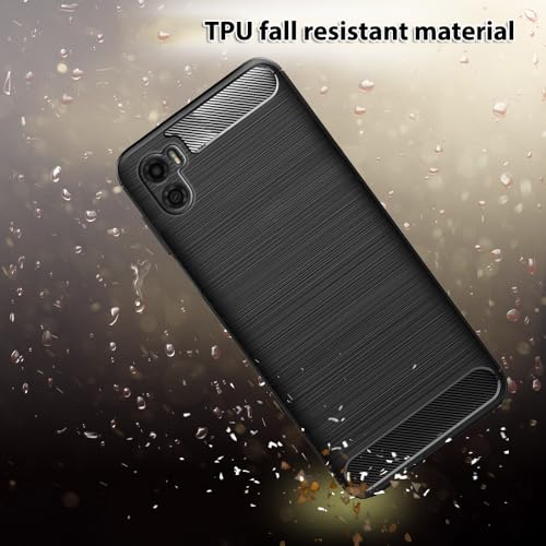 Image of NPRC Hybrid Ultra Slim Protective Case TPU Non-Slip Carbon Fiber Texture Shockproof Case Cover for Moto E22S - Black