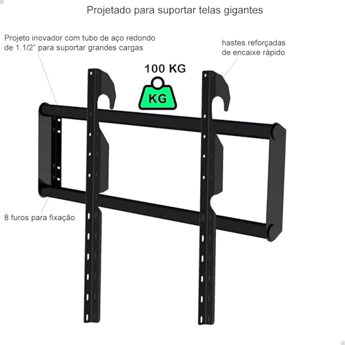 Suporte Fixo Parede Para Tv 100 98 86 85 83 75 77 65 pol ate 100kg