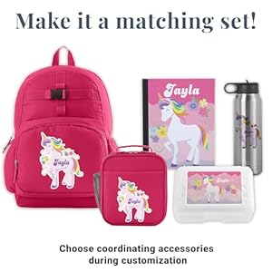 Let's Make Memories Kids Backpack for School - Personalized Back to School Supplies - Bookbag with Lunch Box - Pink - Unicorn Lets Make Memories Kids Backpack for School Personalized Back to School Supplies Bookbag with Lunch Box Pink Unicorn