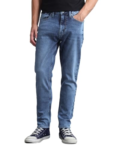 Image of Flying Machine Men's Relaxed Tapered Fit Jeans| Solid | Mid Rise | Stretchable | Jeans for Man