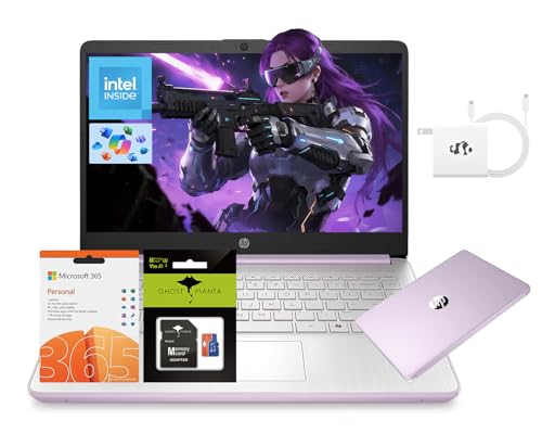 HP 14' Laptop, Intel Processor N150 (Beat i3) 16GB RAM 256GB Storage(128GB UFS + 128GB SD Card) 1-Year Office 365 Copilot AI Win11 WiFi6 Laptops-Computer for Business Student w/GM Accessory