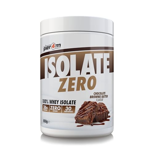 Per4m Isolate Zero Premium Whey Protein Powder | Superior Flavour Ultra Filtered + Amino Acids | Fast Absorbing Zero Sugar Gluten Free Shake for Lean Muscle & Recovery (900g, Chocolate Brownie Batter)