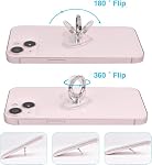 LAGAHS Phone Ring Holder, Transparent Phone Grip, 360° Rotatable, Heart-Shaped, Silver & Rose Gold, For All Smartphones & Cases