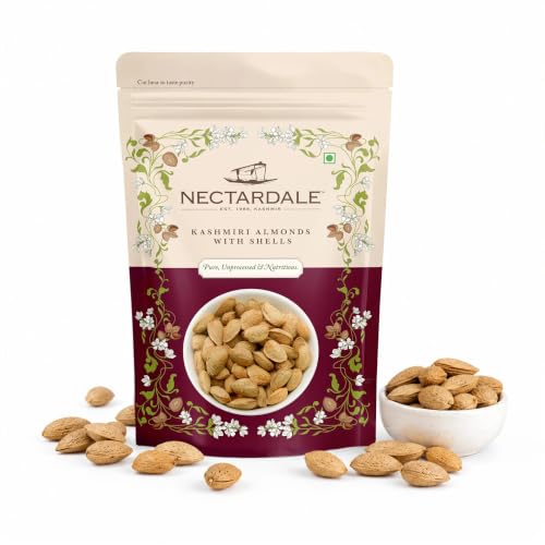 Image of Nectardale Kashmiri Almonds with Shell Pack of 1 | 400g | Premium Whole Almonds in Natural Shell | Crunchy, Fresh & Naturally Nutritious Kashmiri Badam | Ideal for Snacking, Gifting & Everyday Use