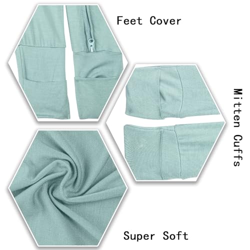 Rayon of Bamboo Baby Rompers Long Sleeve Two Way Zipper Pajamas With Footed Or Footless And Mitten Cuffs Convertible.3