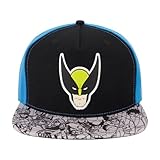 Marvel X-Men Baseball Hat, Wolverine Adjustable Flat Brim Snapback Hat, Black, One Size