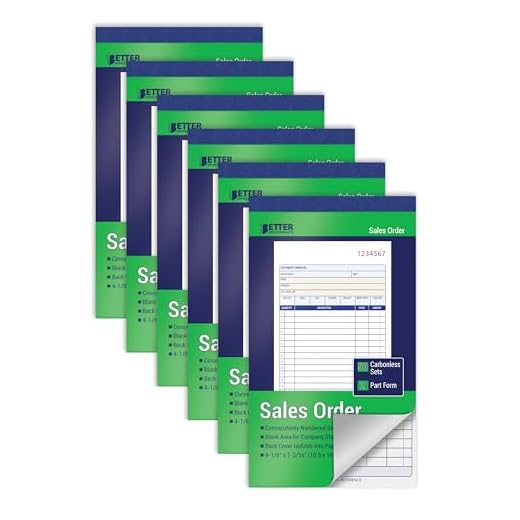 Sales Order Books, 6 Pack, 2-Part Carbonless (White/Canary Yellow), 4-1/8 x 7-3/16 inches, by Better Office Products, 50 Sets per Book, 300 Total Sets, 6 Books