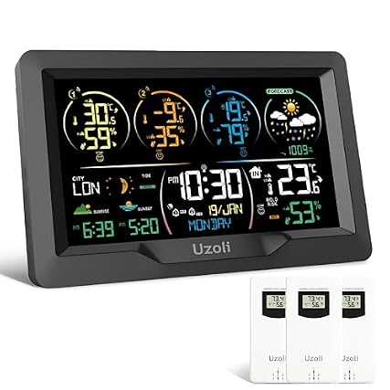 Uzoli EM 3390 7 . 5 Weather Station, Weather Station Wireless Indoor Outdoor Thermometer, Digital