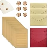 Vintage-Umschlagsatz – 20 Stück Briefpapier mit 6 Umschlägen & 6 selbstklebenden Wachssiegeln – nostalgisches Schreibset für Einladungen, Briefe & Liebesbotschaften