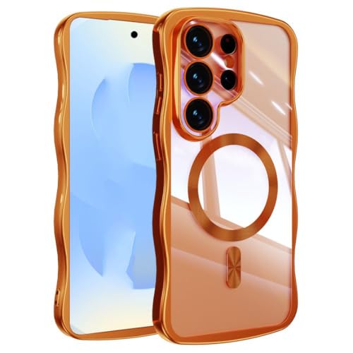 Coque Samsung S25 motif ondulé orange pour vos trajets urbains