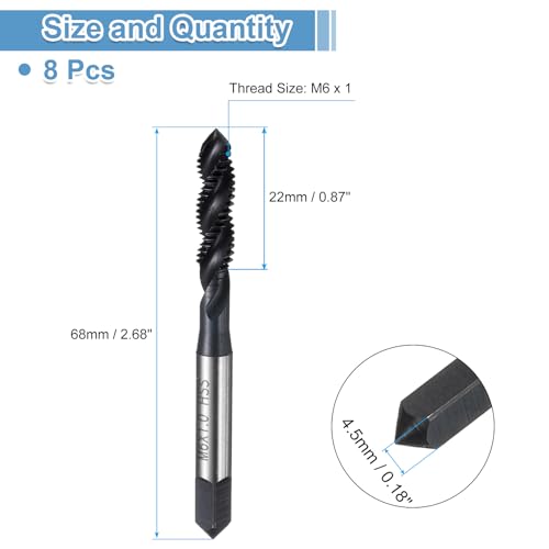 Macho de roscar M6 x 1 flauta espiral acero HSS 2