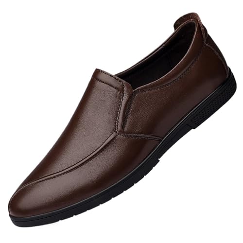 Simple Stitching Details Loafer Shoes Lightweight Flat Heel Leather Party Slip On Mens Loafers