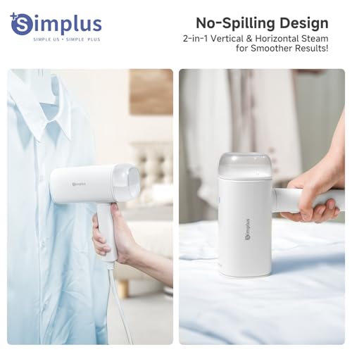 SIMPLUS Travel Steamer for Clothes, Portable Handheld Garment Steamer for Clothing, 10s Fast Heat Up, 170ml Water Tank with Measuring Cup, Small Foldable Fabric Wrinkle Remover for Home, White - Thumbnail 3