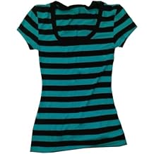 Women Y2k Crop Graphic T Shirts Stripes Short Sleeve Tees Causal Streetwear