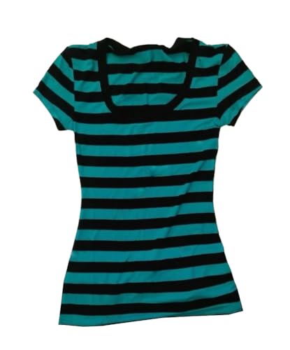 Cute Clad Women Y2k Crop Graphic T Shirts Stripes Short Sleeve Tees Causal Streetwear (Small,Green)