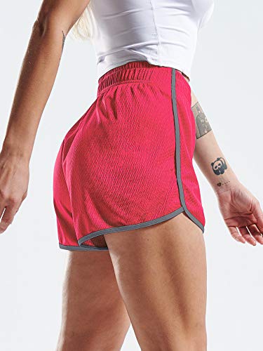 Cadmus Women's Mesh Leisure Running Shorts W Pockets,2102#,3 Pack,Navy(Red),Red(Navy),Pink(Grey),X-Small #TOP1