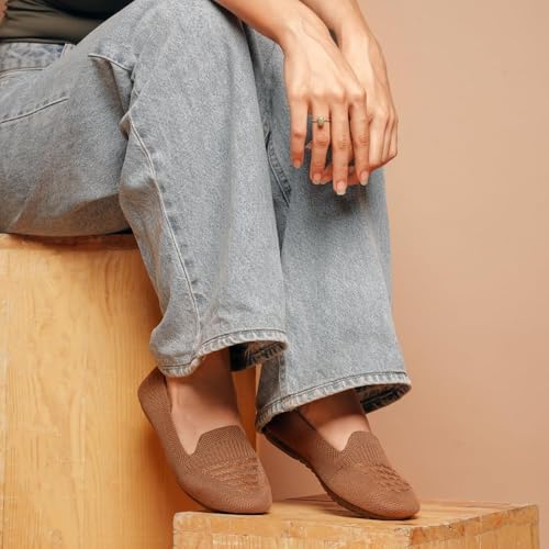 Image of Indifeet - Ballerina Shoes for Women, Stylish Half Cut Slip on, Girls Soft Winter Footwear, Ladies Comfortable Sole Walking Ballet Shoe, Casual Slip-on Ballerinas