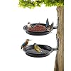 Tree Mounted Bird Bath Feeder Kit Heavy Duty Iron Ring Easy Installation on Wooden Fence Wall Tree Durable Weather Resistant Perfect for Backyard Birding and Wildlife Black Small