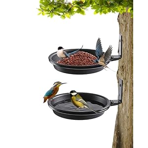 Tree Mounted Bird Bath Feeder Kit Heavy Duty Iron Ring Easy Installation on Wooden Fence Wall Tree Durable Weather Resistant Perfect for Backyard Birding and Wildlife Black Small