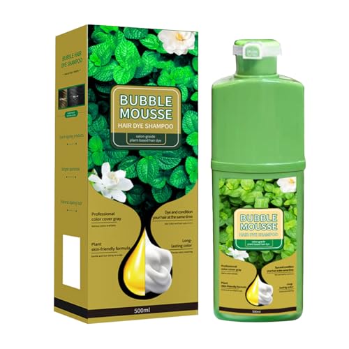 Bubble Mousse - Tinte para el cabello, 500 ml, tinte de espuma para el cabello, tinte intenso con bálsamo reflejo brillante, color castaño