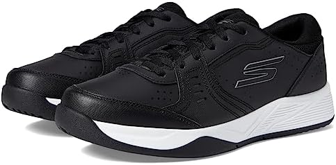 Skechers Men's Viper Court Smash-Athletic Indoor Outdoor Pickleball Shoes | Relaxed Fit Sneakers, Black/White, 11 | Image 3