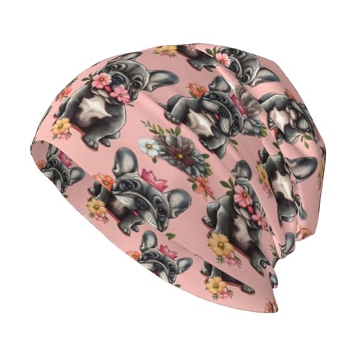 Gorro Beanie con Estampa de Bulldog Francés