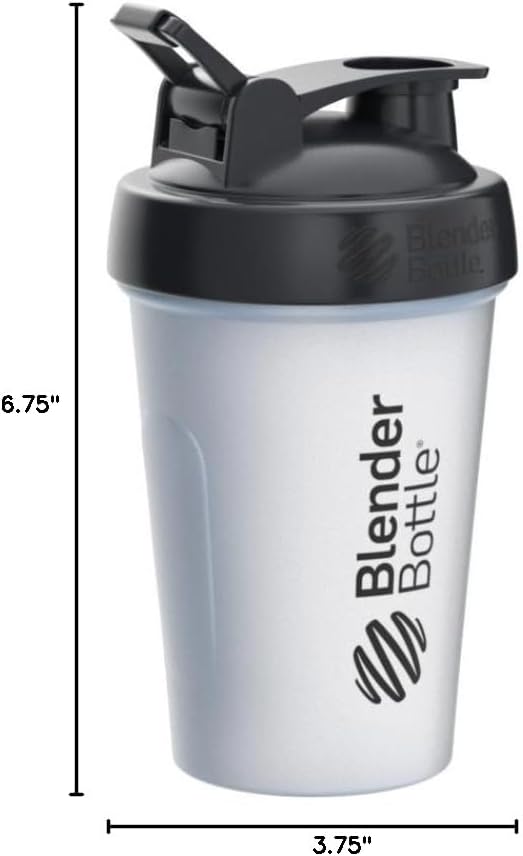 BlenderBottle Classic Shaker Bottle Perfect for Protein Shakes and Pre Workout, 20-Ounce, Clear/Black