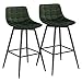 WOLTU BH143dgn-2 Sgabelli da Bar Stile Industriale Alta Sedia da Cucina Rivestimento in Velluto Verde Scuro Gambe in Metallo 2 Pezzi