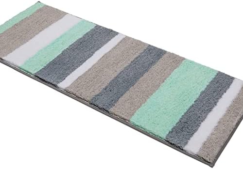 Pauwer Bath Rug Runner Set 2 Piece Microfiber Absorbent Bathroom Rugs Sets Non Slip Machine Washable Bath Mat for Bathroom Kitchen Room Bedroom(45 x 65 cm+45 x 120 cm, Green)