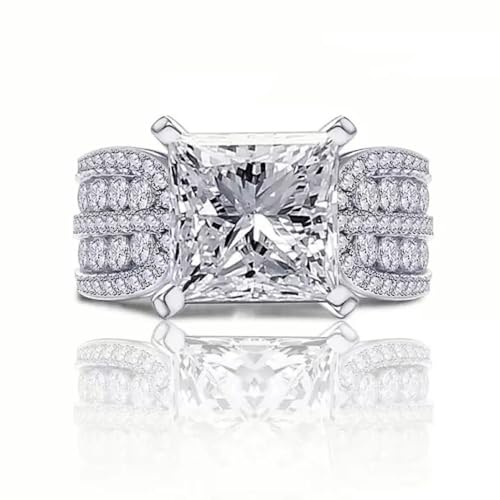 Luxury Proposal Rings with Princess Cut Cubic Zirconia Fashion Wedding Band Jewelry