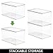 mDesign Plastic Stackable Toy Storage Bin Container Box, Hinge Lid for Organizing Living Room, Play Room, Bedroom, Nursery, Hold Blocks, Puzzles, Books, Lumiere Collection, Clear