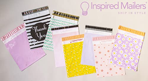 Image of Inspired Mailers - Large Poly Mailers 14.5 x 19-50 Pack - Purple Daisies - Large Shipping Bags for Clothing - Large Mailing Envelopes - Shipping Envelopes - Mailers Poly Bags