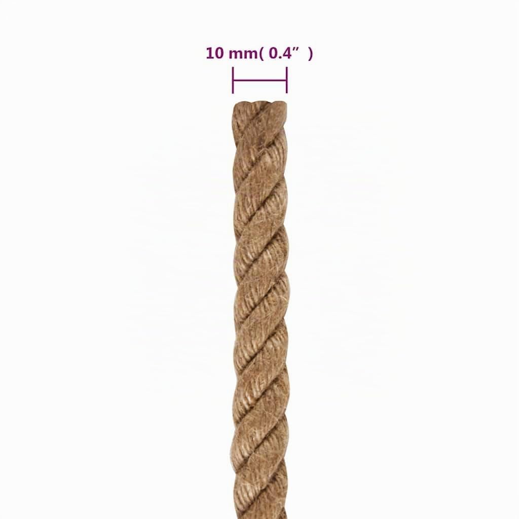 vidaXL Juteseil 100 m x 10 mm, 100% Naturjute, Braun, flexibel und langlebig, für Basteln, Nautik, Katzenkratzbaum, Garten und Dekoration