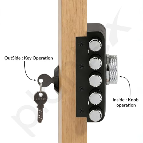 Image of Plantex Stainless Steel Door Cylinder Lock /Main Door Deadbolt Lock Five Bullets /Door Lock Set with 4 Pin Cylindrical Keys - Pack of 1 (Penta, Black)