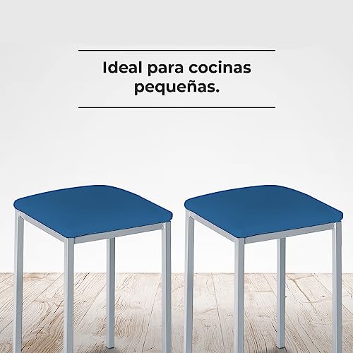 Tabouret de cuisine carré bleu ASTIMESA assise 45cm pour table basse