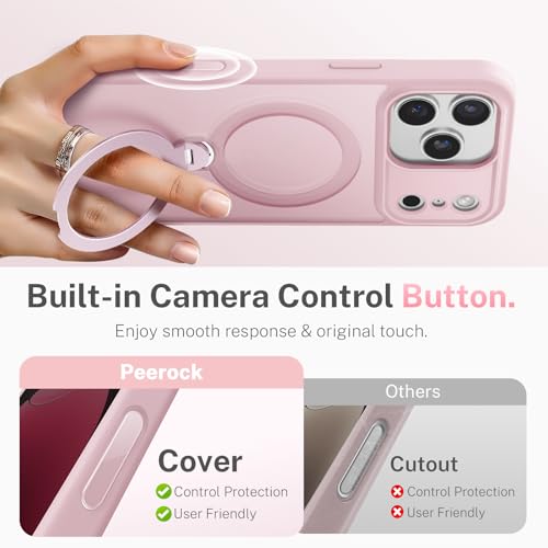 Peerock for iPhone 17 Pro Max Case: with 360° Spin Magnetic Stand, Camera Control Button, Fit for MagSafe, Military Drop Protective Slim Phone Cover for 17 ProMax with Ring Kickstand, 6.9", Pink - image 5