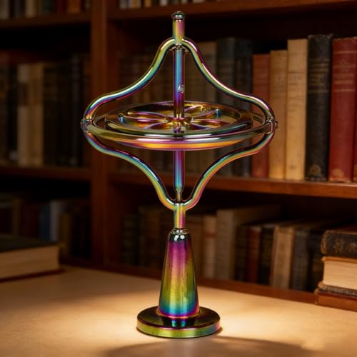 Precision Metal Gyroscope Toy Rainbow Anti Gravity Spinner - Educational Physics Toys & Perpetual Motion Machine Illusion, Balance Desk Fidget for...