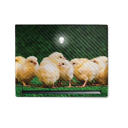 Image of MightySkins Carbon Fiber Skin Compatible with Alienware M18 R1 (2023) Full Wrap Kit - Group of Chicks | Protective, Durable Textured Carbon Fiber Finish | Easy to Apply | Made in The USA