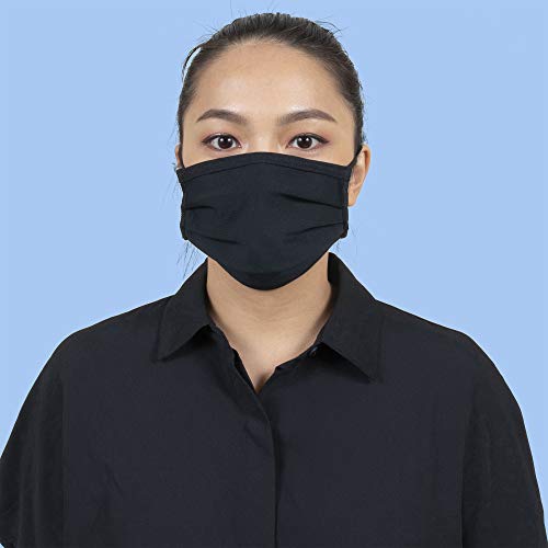 Gildan Adult Reusable 3-Layer Cotton Ear Loop Face Mask (24 Pack), Black (24 Pack), Adult: 6.5" X 7" (4.5" Ear Loop) #TOP2