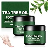 YADUO 2Pcs Pure Tea Tree Oil Foot Cream with Vitamin E, Aloe Vera & Peppermint, Nourishing & Hydrating, for Dry Cracked Feet, Hands, Heels, Elbow, Nails, and Knees, Smooth Application-50g/1.764oz