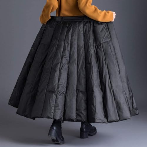 ebossy Women's Insulated Long Down Skirt Winter Windproof Warm Padded A-Line Skirt3
