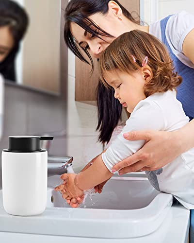 Image of BosilunLife Foaming Soap Dispenser - Ceramic White Soap Dispenser Bathroom Small Foam Hand Dispenser Refillable Kitchen Dish Soap Bottle Hand Wash Dispenser