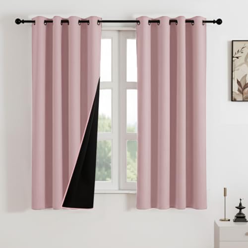 HOMEMONDE 100% True Blackout Curtains 5 Feet Long - Heavy Faux Si...