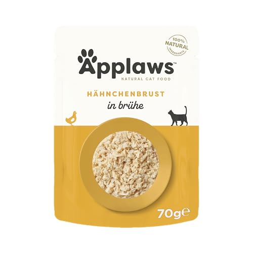 Applaws 100% natürliches Nassfutter für Katzen, Hühnerbrust in Brühe - Packung mit 12 x 70g Beuteln