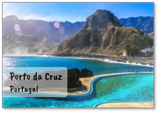 Scenic Madeira Island, Natural Swimming Pools of Charming Porto Da Cruz Village. Popular Tourist Resort in Portugal, Design 1, Fridge Magnet