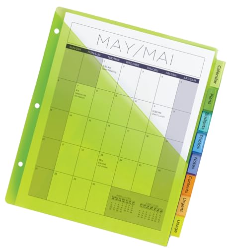 AVERY Big Tab Pocket Insertable Plastic Dividers for Laser and Inkjet Printers, 9-1/4" x 11-1/8", 8 tabs, Multi-Colour, 1 Set, (11903) image 5