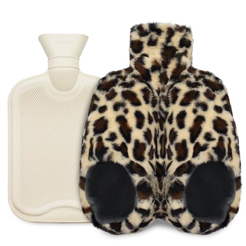 Fußwärmer Ohne Strom, 2L Wärmen Fußwärmer Wärmflasche Füße, Beheizbare Hausschuhe Kalte Füße, Erwachsene große wärmflasche, 2 in 1...