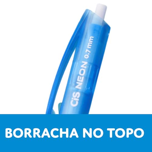 CIS Lapiseira NEON 0,7mm c/borracha no topo - Azul - Blister com 1 unidade + 1 tubo de grafite