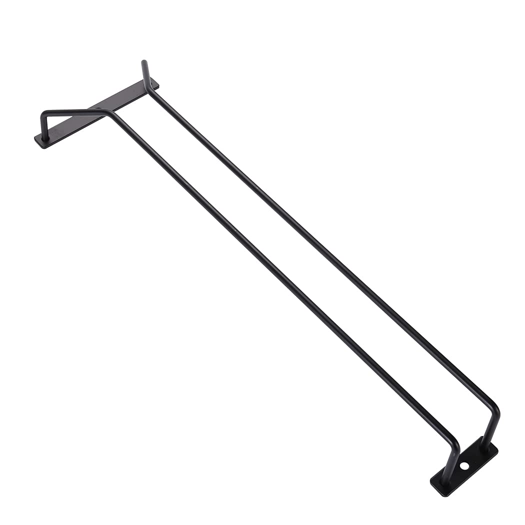 Diano Estante para copas de vino negro, soporte para copas de vino debajo del gabinete, estante debajo del estante, colgador de almacenamiento para copas de vino para bar y cocina, 40,5 cm
